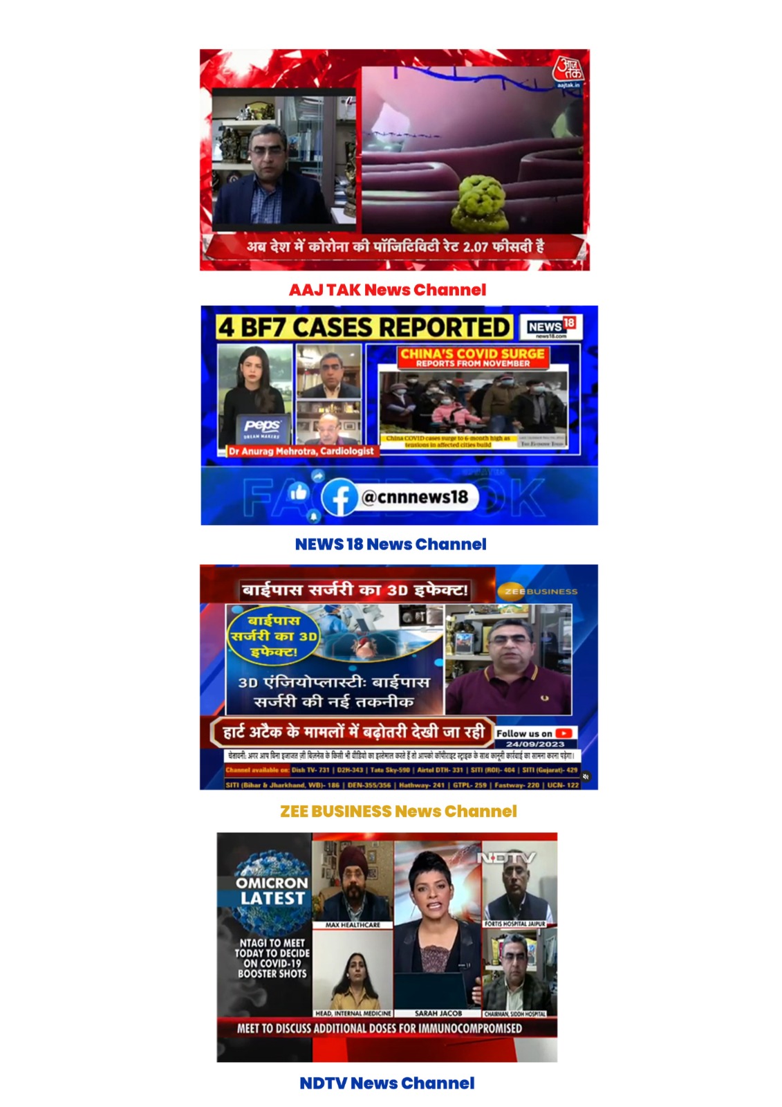 Television appearances of Dr. Anurag Mehrotra